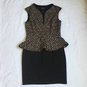 ENFOCUS  Peplum Plunge Neck Pencil Dress Size 4